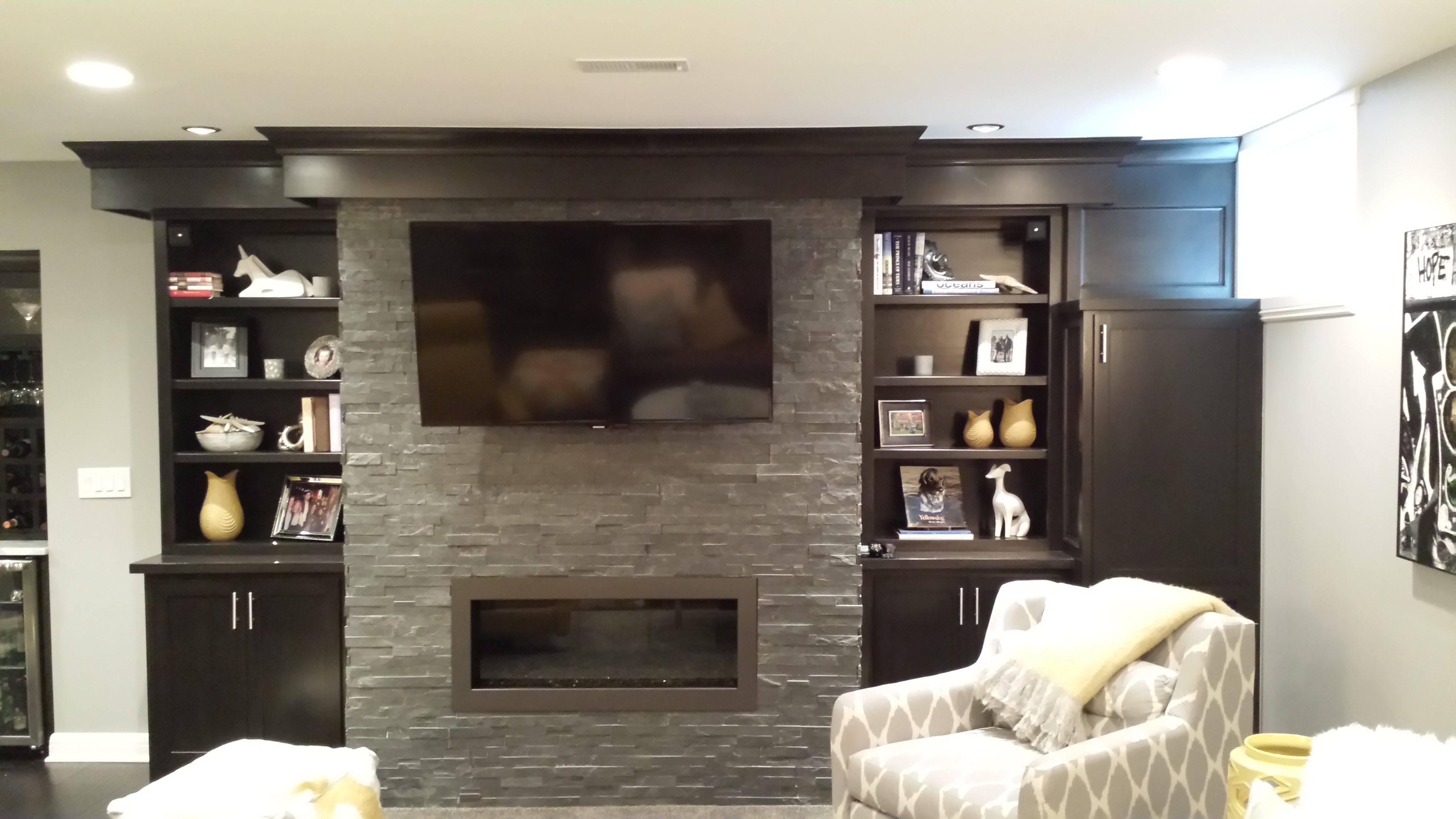 Built in TV with Modern Gas Fireplace
