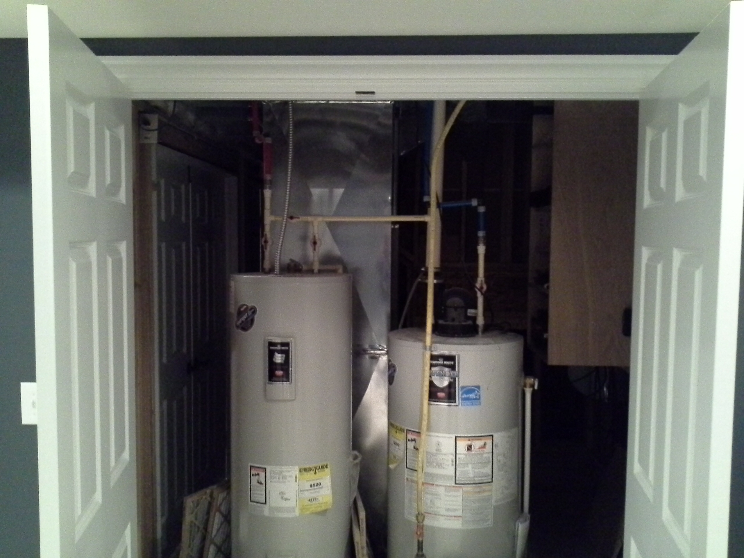 Closet for water heater and HVAC