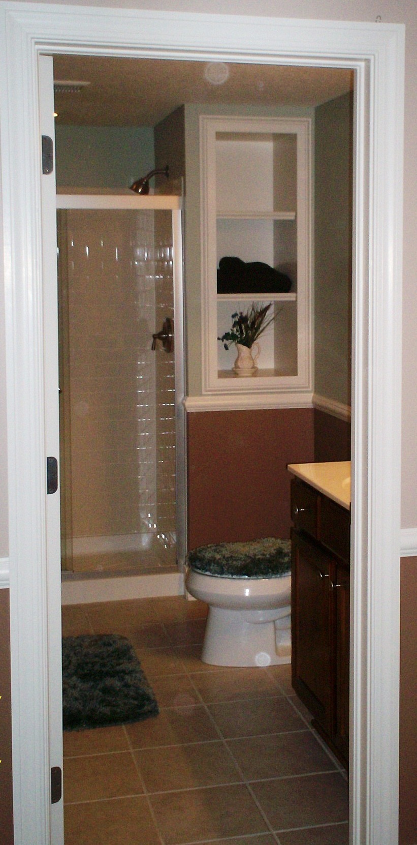Bathroom with shower connected to downstairs bedroom