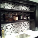Basement Finishing : Custom wet bar with tiled backsplash Basement Finishing : Custom wet bar with tiled backsplash