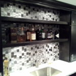 Basement Finishing : Custom wet bar with tiled backsplash Basement Finishing : Custom wet bar with tiled backsplash
