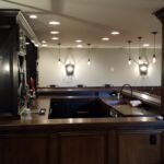Finished Basement : Bar counter incorporated with wood pole and wainscoting Finished Basement : Bar counter incorporated with wood pole and wainscoting