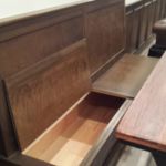 Basement remodeling finishes: Extra storage inside of bench Basement remodeling finishes: Extra storage inside of bench